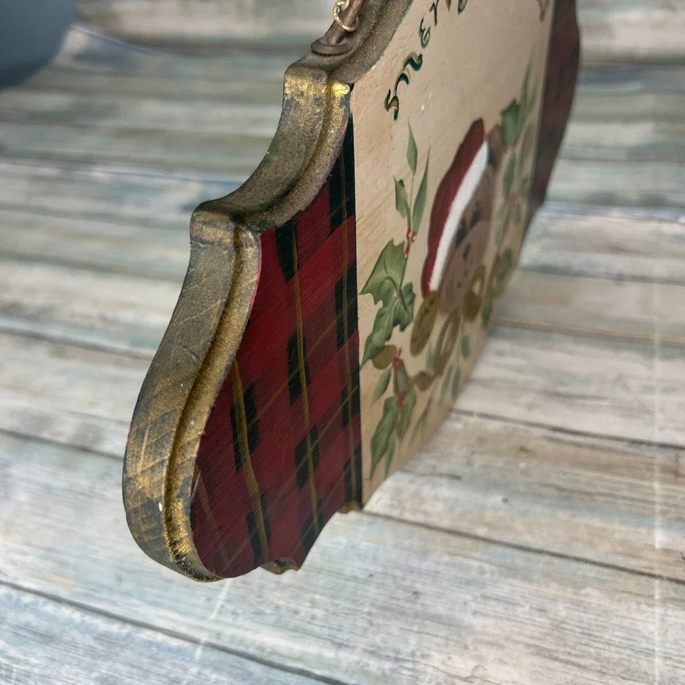 Vintage Wood Sign Fall Christmas Folk Primitive Handmade Cottagecore Two Sided